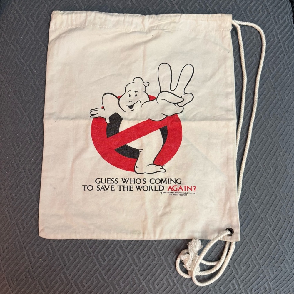 Vintage Ghostbusters II Drawstring Bag Original Movie 1989 Columbia Pictures
